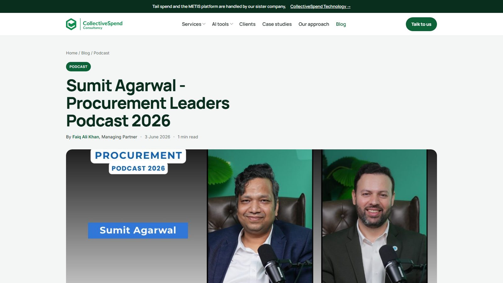 Sumit Agarwal on the CollectiveSpend Procurement Leaders Podcast 2026